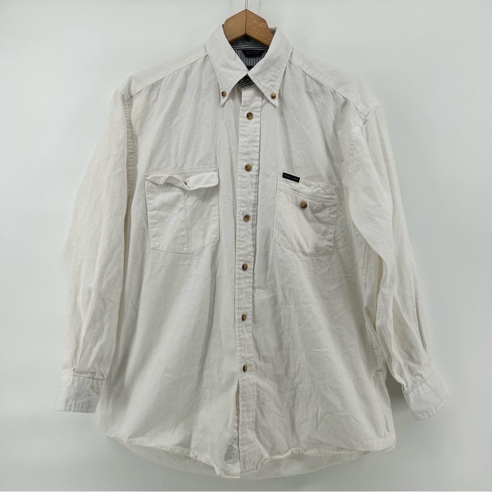 WOODS &‎ GRAY Shirt Mens White Long Sleeve Sz S US XL Button Down 100% Cotton